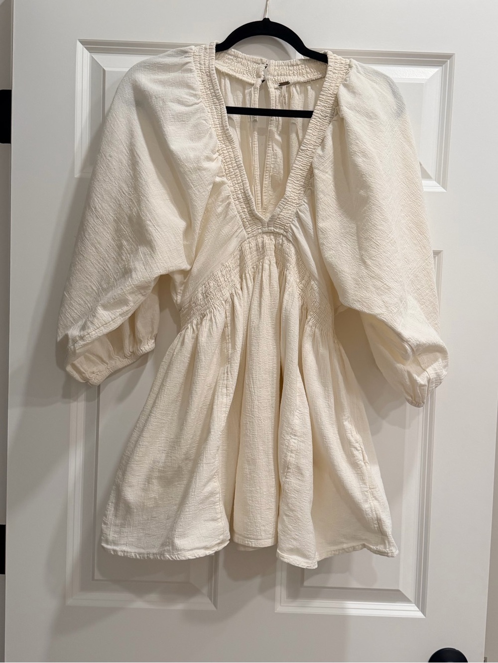 Free People Ivory V-Neck Peplum Tunic